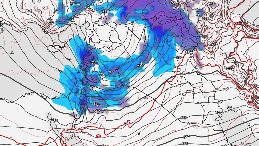 Irak | Découvrez les lieux de chute et d&#39;accumulation de neige lors de la nouvelle onde polaire attendue à partir de mercredi après-midi