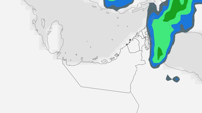 الإمارات - المركز الوطني | فرصة هطول أمطار على بعض المناطق الشرقية والشمالية والسواحل والجزر
