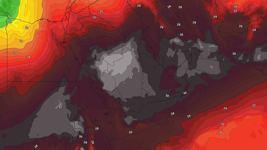Kuwait - Weekend | The hot air mass continues, and dusty and dusty winds are on Saturday