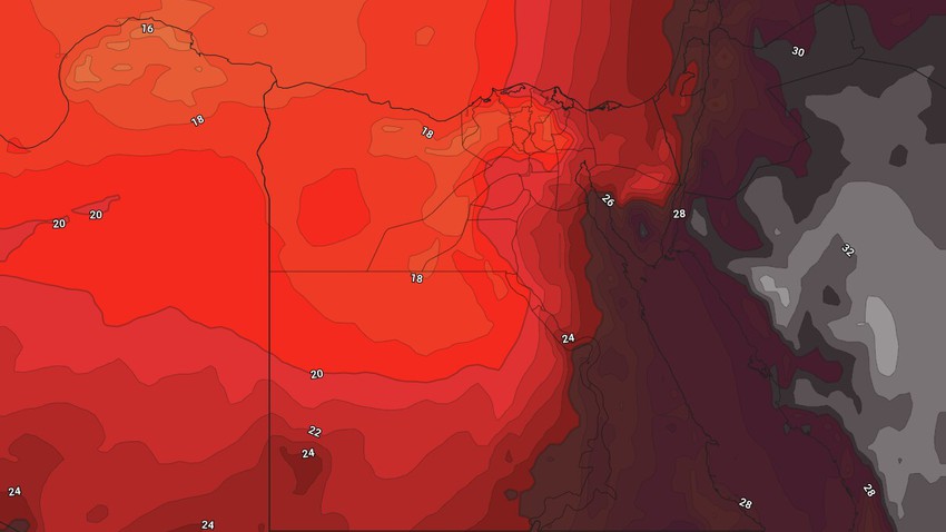 مصر | استمرار تأثر الجمهورية بالتيارات الهوائية الشمالية الغربية الرطبة خلال نهاية الاسبوع