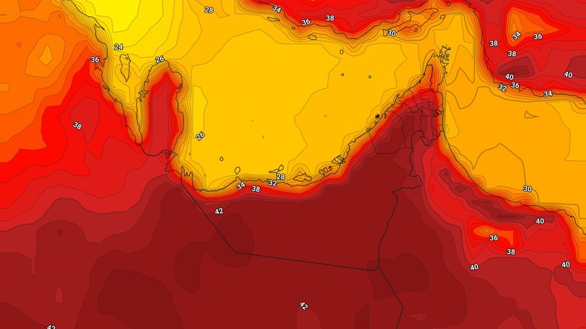 الإمارات - المركز الوطني | تميل درجات الحرارة للارتفاع الأيام القادمة وطقس حار في مُختلف المناطق 