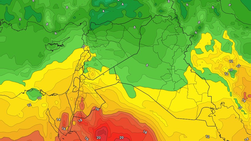 Jordan - Weekend | An increase in temperatures with the appearance of high clouds and the blowing of southeast winds