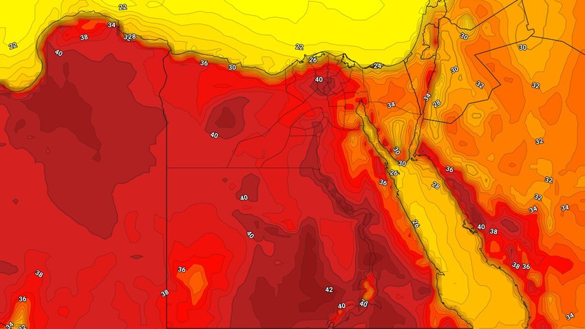 Egypt - Weekend | The hot air mass deepens and temperatures of forty in the capital, Cairo, with the activity of the dust-raising winds