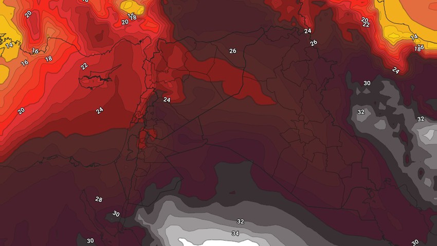 Jordanie - Week-end | Masse d&#39;air relativement chaude et température croissante