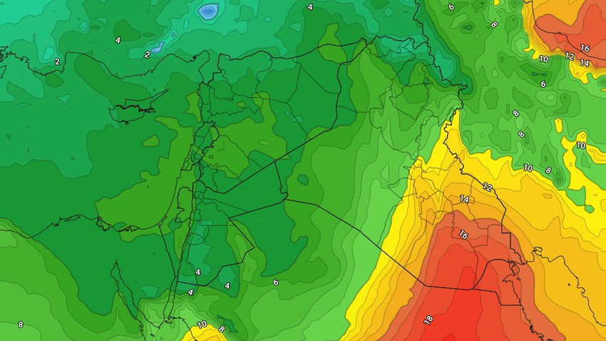 الأردن | امتداد مُنخفض جوي وكتلة هوائية باردة يجلب رياح قوية وزخات من الأمطار على بعض المناطق الأربعاء 