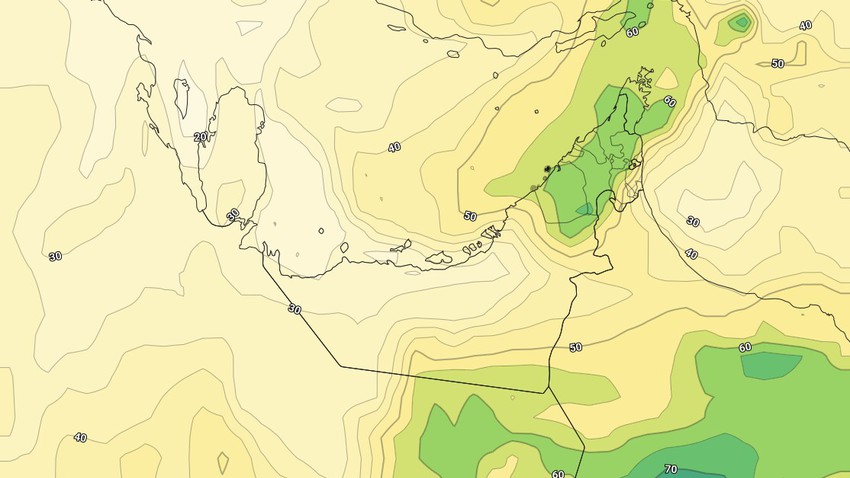 Emirates - Centre national de météorologie | Extension d&#39;une dépression d&#39;air peu profonde et opportunités de cumulus vers l&#39;est