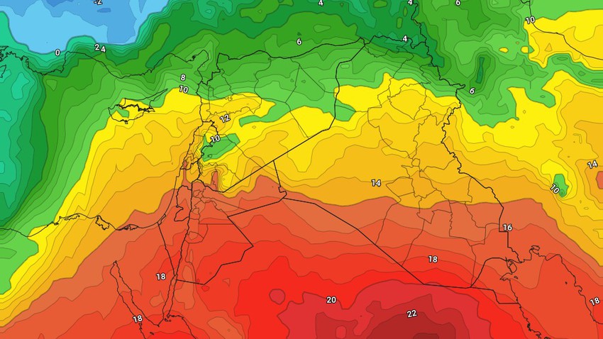 الأردن | المزيد من الارتفاع على درجات الحرارة مع اول ايام الربيع مُناخياً وجبهة هوائية دافئة الأربعاء 