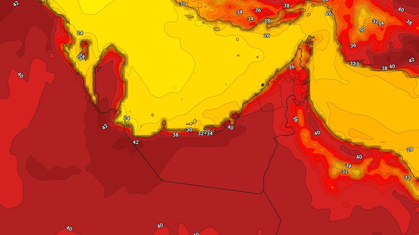الإمارات - المركز الوطني | ارتفاع على درجات الحرارة نهاية الأسبوع واجواء حارة مُتوقعة  