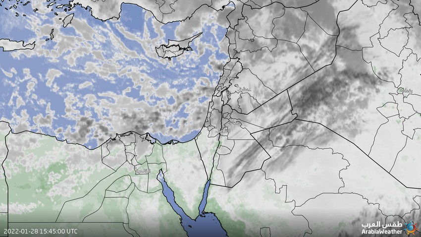 Jordan - Update at 6:20 pm | The continuation of the progress of rainy clouds to the north and parts of the center of the Kingdom