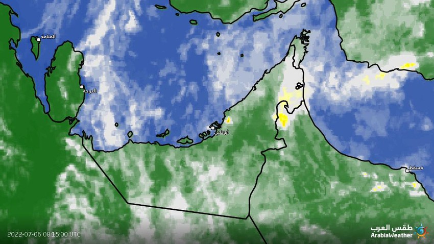 Emirates - update at 12:41 pm | Observation of the formation of a cumulus rain cloud in the east of Abu Dhabi