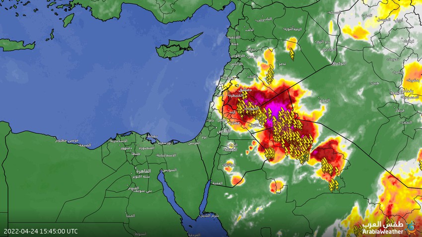 Jordan - Update at 7:15 pm | Cumulonimbus clouds gradually extend to parts of the north and center of the Kingdom in the coming hours, accompanied by a rush of amounts of dust