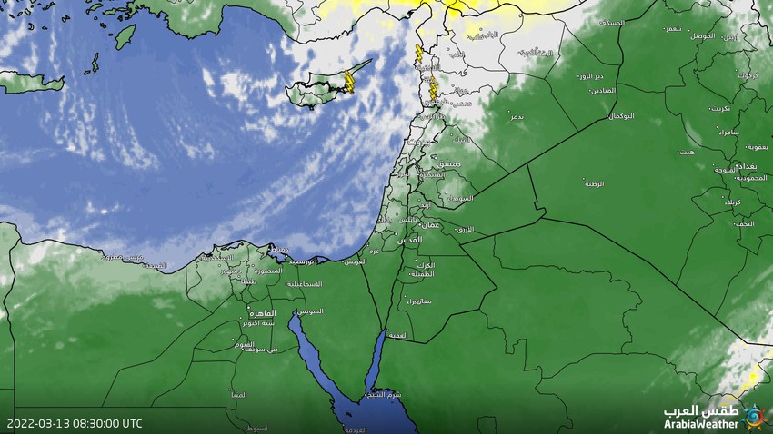 الأردن - تحديث الساعة 12:00 ظهراً | سُحب ماطرة تتقدم الى أجزاء من المملكة وزخات من الأمطار الساعات القليلة القادمة