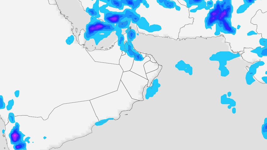 Sultanat d&#39;Oman : Zones couvertes par les précipitations prévues pour le Sultanat le jeudi 28-7-2022