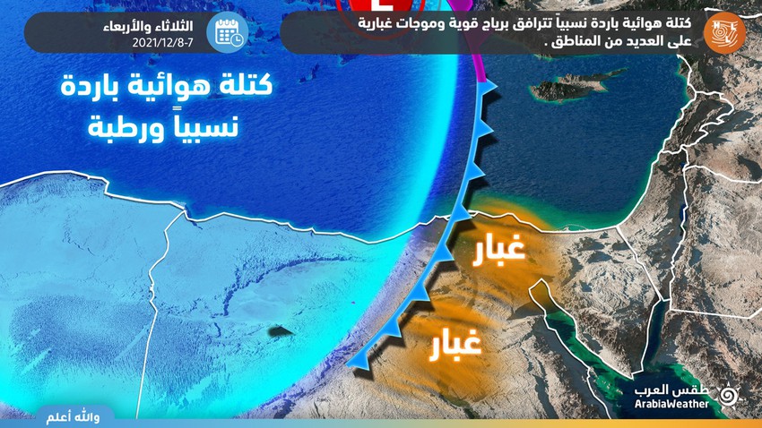 مصر | امتداد منخفض جوي يؤثر على البلاد يترافق برياح قوية وموجات غبارية في العديد من المناطق يبدأ الثلاثاء ويشتد الأربعاء 