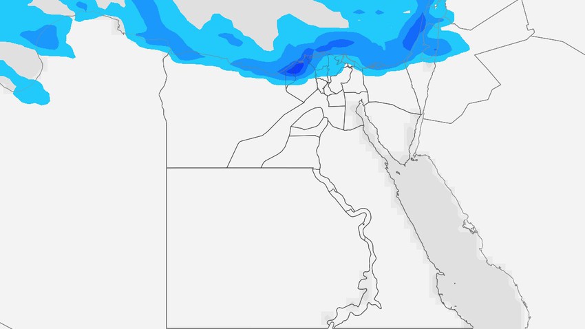 طقس مصر : المنخفض الجوي يبتعد شرقاً ,. والبلاد تحت تأثيرات تيارات رطبة مُحملة بالأمطار على بعض المناطق نهاية الأسبوع