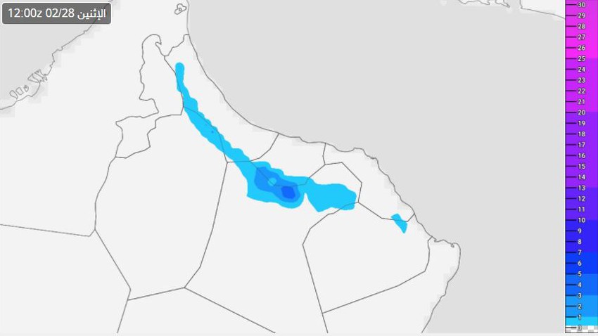 سلطنة عُمان : أمطار محلية مُتوقعة على أجزاء من جبال الحجر يوم الإثنين 28-02-2022