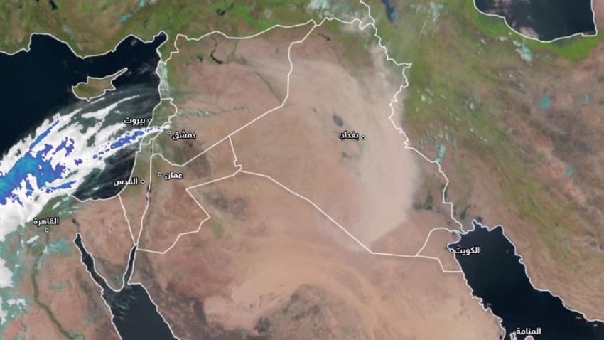 300 000 km de la zone de l&#39;Irak sous l&#39;influence d&#39;une vague de poussière dense et large, et le Koweït et le bassin du golfe Persique sont la prochaine destination