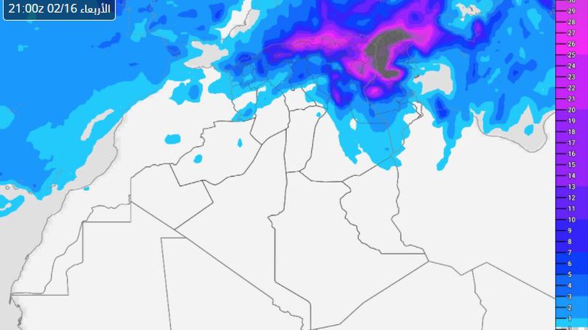 طقس المغرب العربي : بعد انقطاع مطري دام طويلاً .. منخفض جوي يكسر حاجز الجفاف في العديد من المناطق منتصف الأسبوع الحالي 