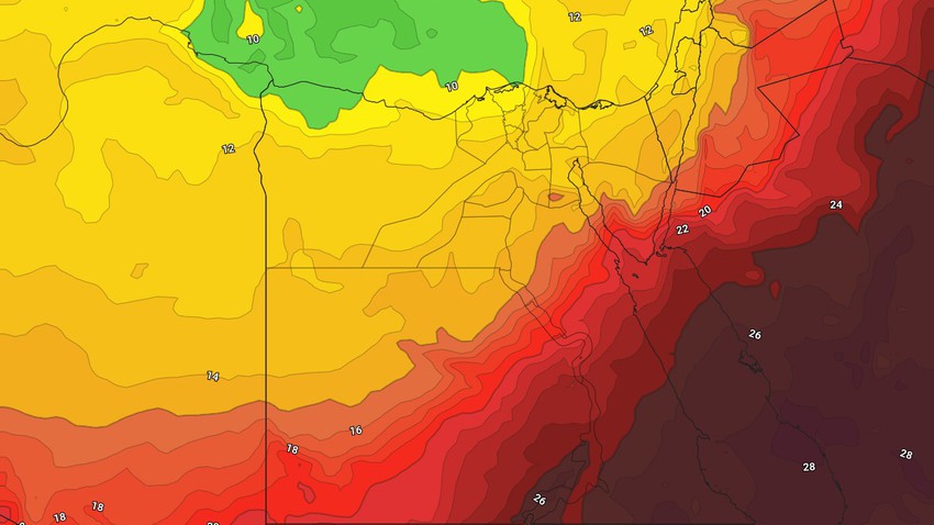 Arab weather is promising.. The heat wave has broken off from Egypt in the coming days, and an autumn mass will affect the country at the end of the week