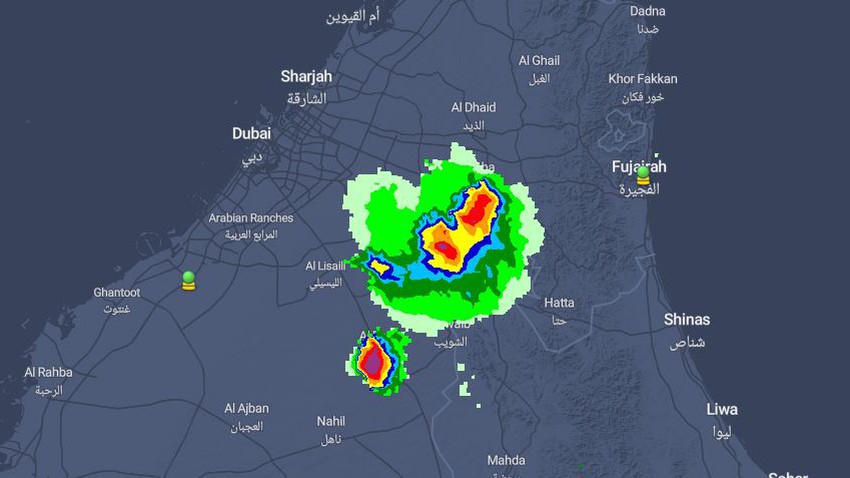 تحذير - الإمارات | أمطار غزيرة ورياح هابطة قوية على بعض المناطق الشرقية و الداخلية