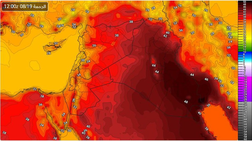 Iraq: very hot weather and a decrease in dust levels in the atmosphere from the central regions during the weekend