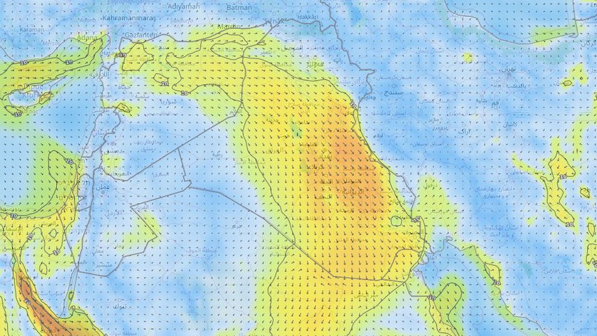 Iraq: Very hot weather during the day and activity of northwesterly winds that raise dust and dust in some areas during the coming days