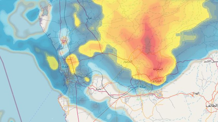 Update 7:30 p.m.: Increasing chances of rain in Jeddah Governorate are coming soon