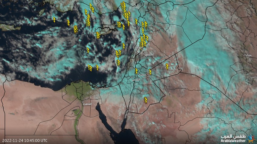 الأردن || تحديث 2:00م: بداية تأثر المملكة بمُقدمة المُنخفض الجوي 