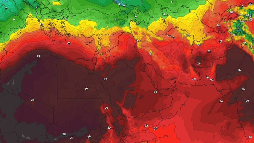سلطنة عُمان | درجات حرارة في سياق قريب من مُعدلاتها المُعتادة وذلك في الوقت الذي تشّهد فيه شمال الجزيرة العربية مُرتفع جوي قوي