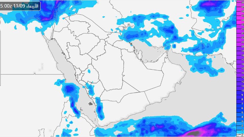 السعودية: المناطق المشمولة بفرص الأمطار في المملكة يوم الأربعاء 9-11-2022