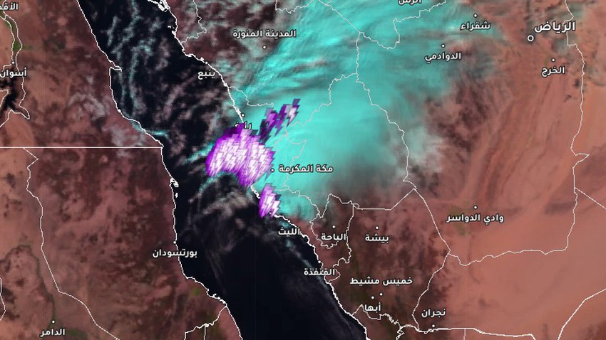 السعودية - تحديث 10:00 صباحاً: استمرار تدفق السُحب الممطرة لمدينة جدة و تطال العاصمة المُقدسة لاحقاً
