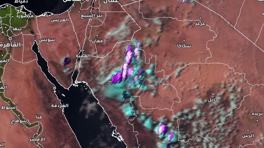 Mise à jour 5:20 : Les nuages de pluie Cumulonimbus affectent certaines parties de la ville de Tabuk