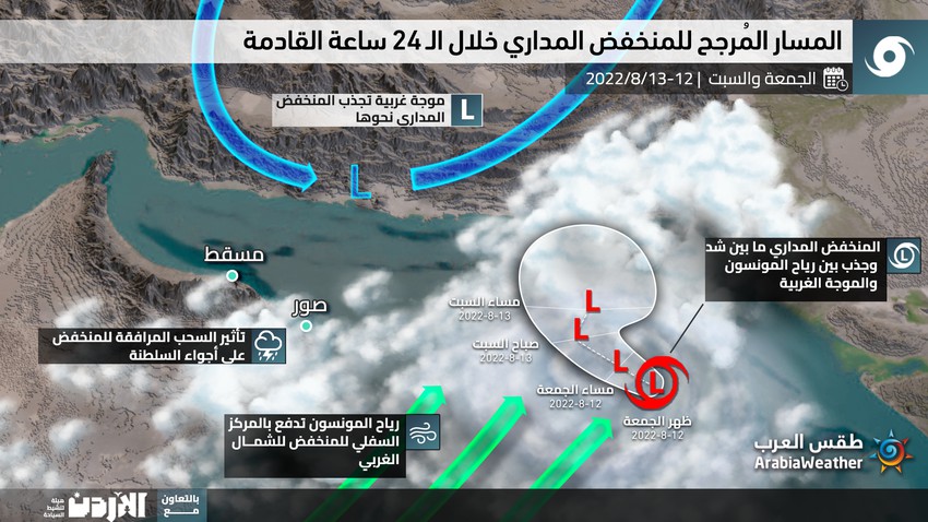 Sultanate of Oman | The latest developments in the tropical situation in the Arabian Sea and possible effects on some regions of the Sultanate in the coming days