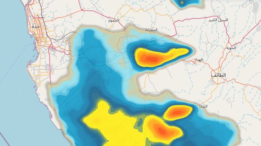 تحديث 7:50م: أمطار متوقعة على مكة المكرمة بعد قليل