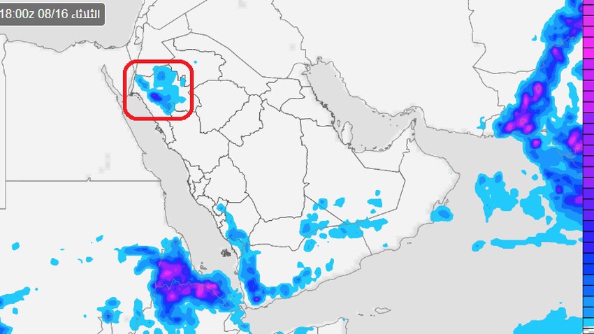 Province de Tabuk | Avertissement de reprise de l&#39;activité du tonnerre, risques de pluie ce soir et possibilité d&#39;entrée de poussière