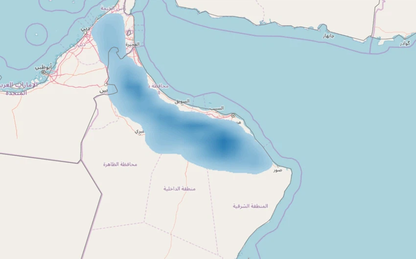 نشاط تكونات محلية على سلطنة عمان والأمارات