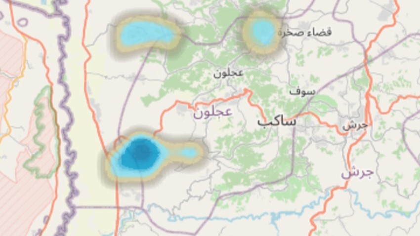 Jordanie - Mise à jour à 17h40 | Averses locales de pluie sur certaines parties des gouvernorats d&#39;Ajloun et de Jerash