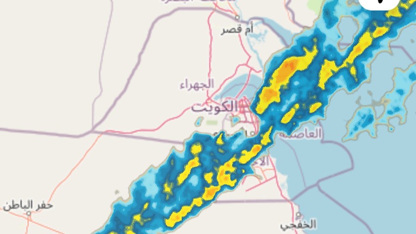 الكويت - تحديث الساعة 1:40 بعد الظهر | امطار مُتفاوتة الشدة في المنطقة الجنوبية وتحرك الحزم الماطرة تدريجيًا الساعات القادمة    