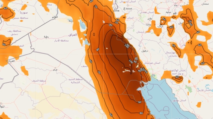 العراق والكويت | رياح البوارح تشتد بشكل غير مسبوق منذ بداية موسمها وتُنذر بتكرار الموجات الغُبارية.التفاصيل 