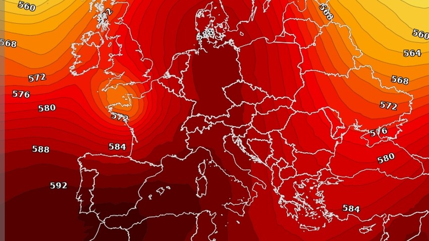 Heat wave developments in Europe: The heat wave’s impact on Portugal declined in the middle of the week, offset by a widening of the heat wave’s influence towards additional countries