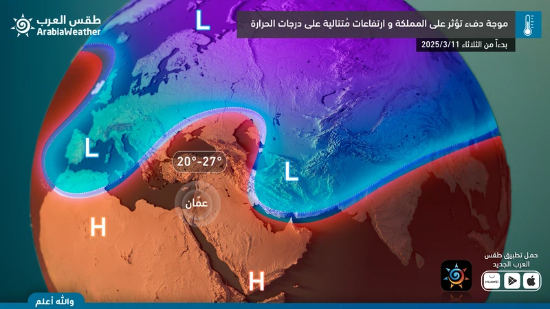 الأردن: موجة دفء تؤثر على المملكة الأيام القادمة ودفء ملحوظ على الأجواء مقارنة بما كان عليه الحال في الفترة الأخيرة | عرب تايم الأردن: موجة دفء تؤثر على المملكة الأيام القادمة ودفء ملحوظ على الأجواء مقارنة بما كان عليه الحال في الفترة الأخيرة | عرب تايم