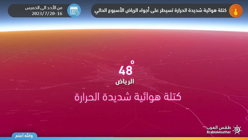 Important | Une masse d'air très chaud touche Riyad cette semaine... approchant les 50 degrés Celsius Important | Une masse d'air très chaud touche Riyad cette semaine... approchant les 50 degrés Celsius