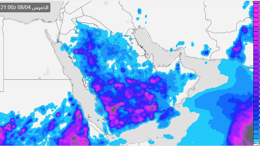 هام - السعودية | الأمطار قد تشمل الرياض .. تنبيه من تجدد واسع للأمطار الرعدية الغزيرة يومي الأربعاء والخميس