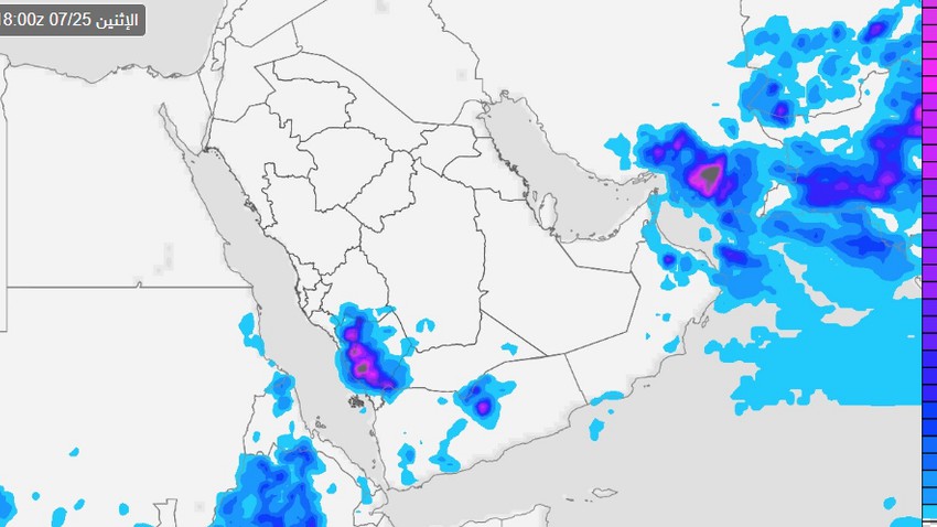 important | Arab weather warns of renewed heavy rain in the afternoon on the heights of Jizan and Asir and warns of torrential rains