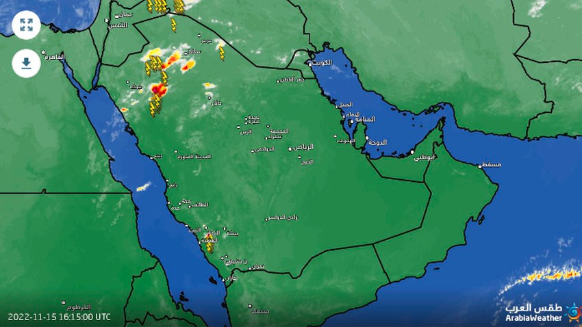 السعودية - 7:45م | بداية تأثير الحالة الماطرة شمال المملكة وتوقعات باشتدادها تدريجياً الساعات القادمة