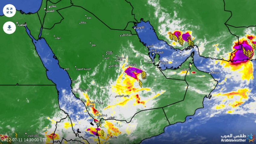 Riyad | Observer la trajectoire d&#39;un nuage d&#39;orage qui s&#39;est formé près du gouvernorat d&#39;Al-Kharj il y a quelque temps