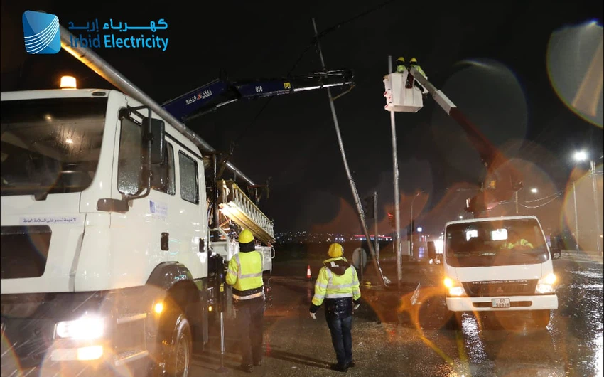Irbid Electricity Company continues its work to ensure continuity of service under weather conditions