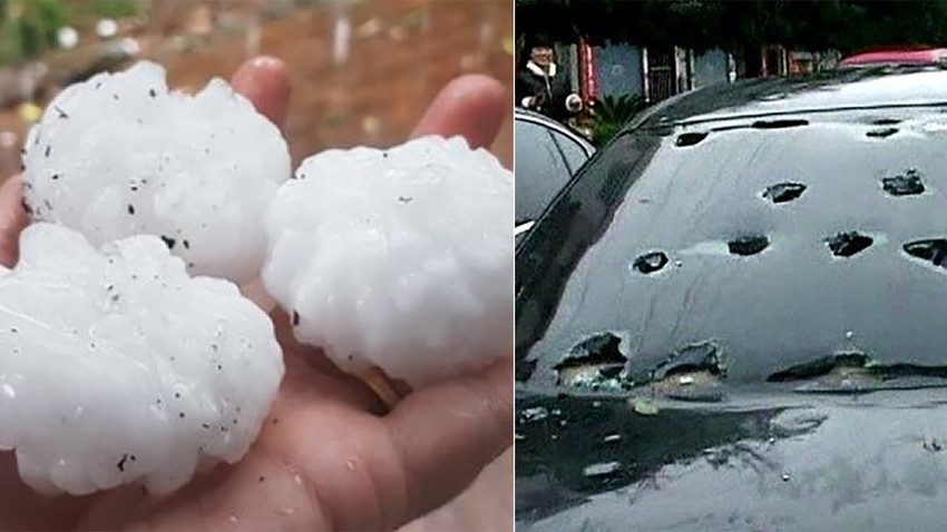 Hail Example Giant hail squids that fall in the summer and cause heavy losses ...