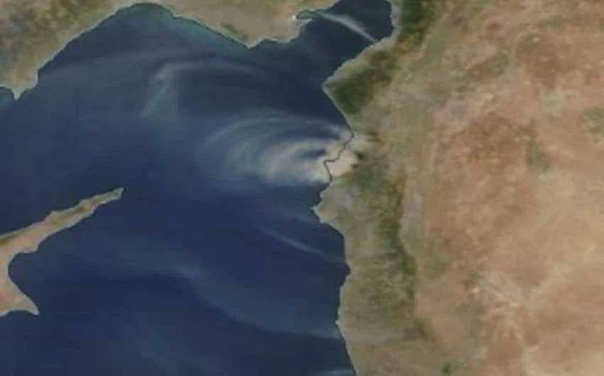 Syria&#39;s fires are visible on satellite images in the form of massive clouds of smoke