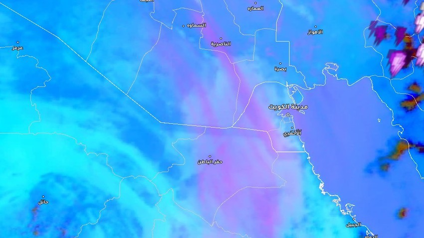 Update 2:20 p.m.: A medium-density dust wave affects Hafr Al-Batin and extends towards Riyadh in the coming hours